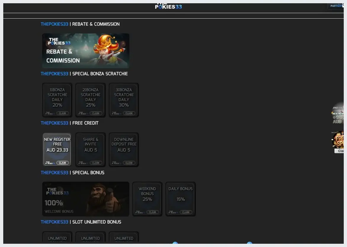 ThePokies33 website screenshot, 20.10.2026